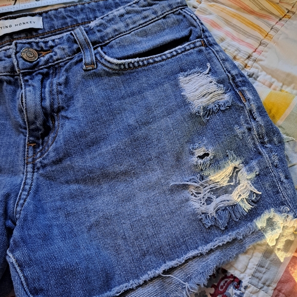 Flying Monkey Distressed Jean Shorts - Size 25 - Picture 3 of 8